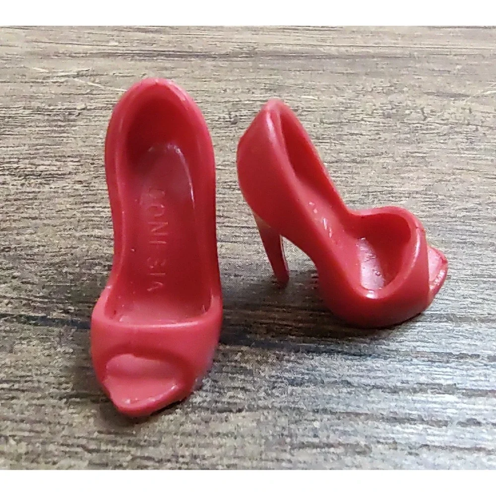 Barbie Model Muse Doll Outfit Basics Red High Heel Shoes Open Peep Toe Pump Z31